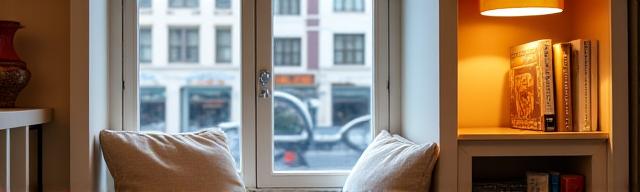 Stilvolle Sitznische mit Blick auf den Franz-Josefs-Kai